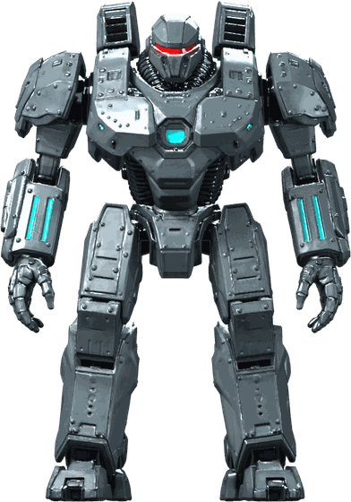 The player's mech, standing.